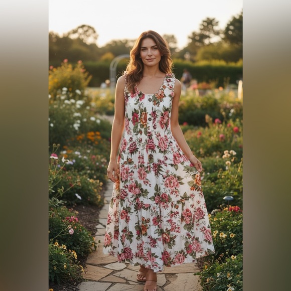 Lapis Dresses & Skirts - Lapis Floral Maxi Dress in Pink and Green